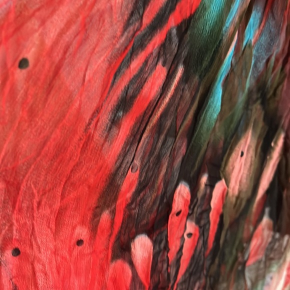 Girls Empire waist crinkle water colour dress with sash - GUC. Size L - Picture 2 of 4